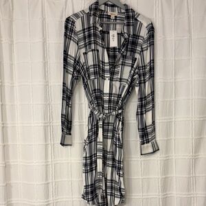 Black and White Plaid Shirt Dress